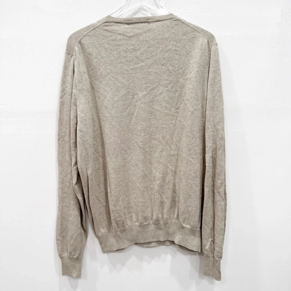 J. Crew V-Neck Cotton Lightweight Sweater Tan XL Classic Fall